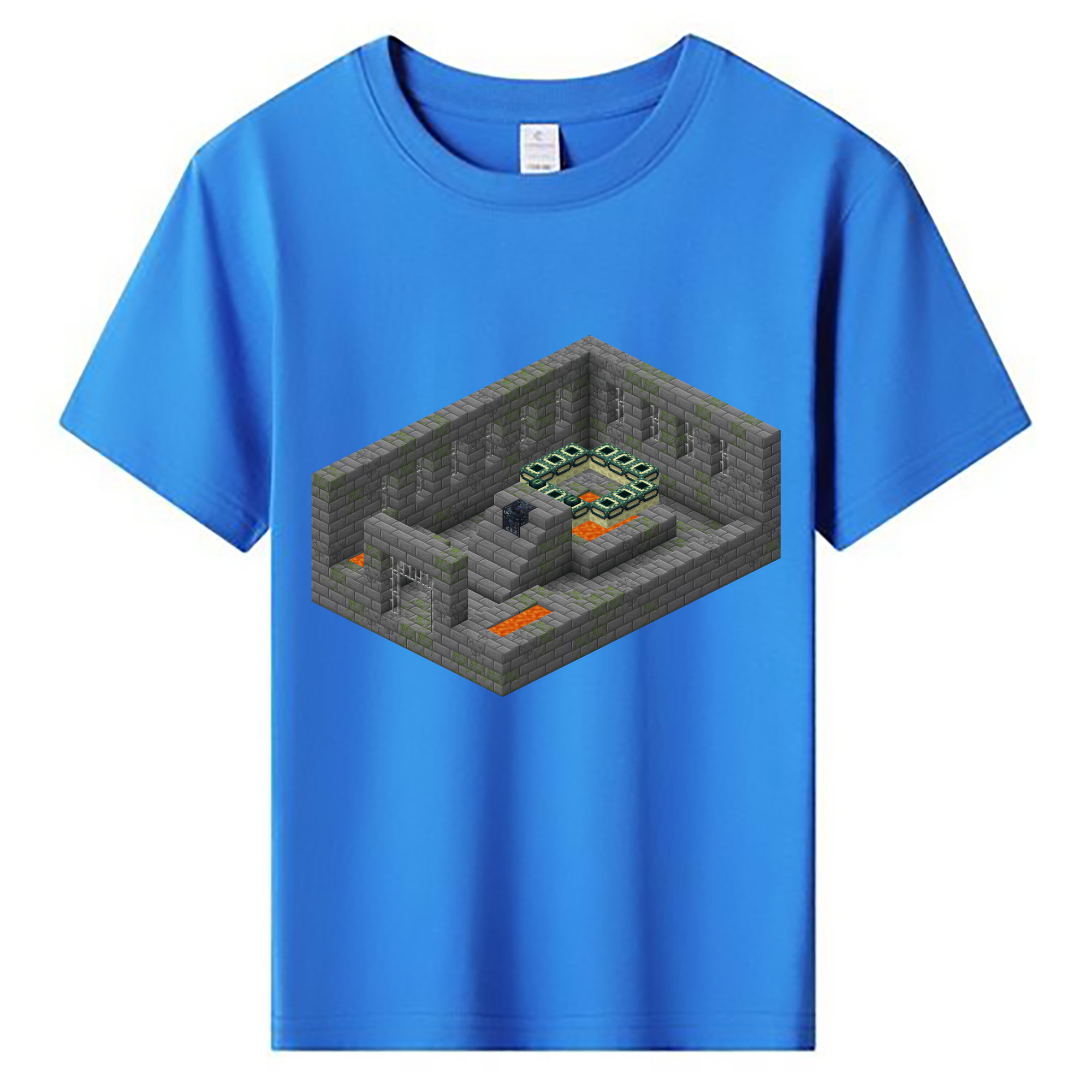 （画像用） マインクラフト ブロックの世界 Minecraft MC Block world 綿100％キッズTシャツ（フロントプリント）